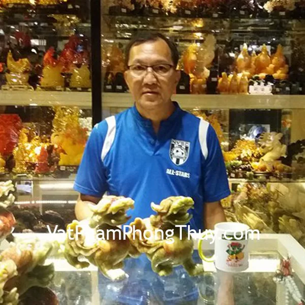 Chú Hoàng - khách hàng mua Cặp Tỳ hưu Tiêu ngọc xanh huyết M001