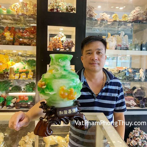 Anh Tuấn Anh - Khách hàng mua Bình tài lộc xanh ngọc trắng chạm uyên ương LN203.