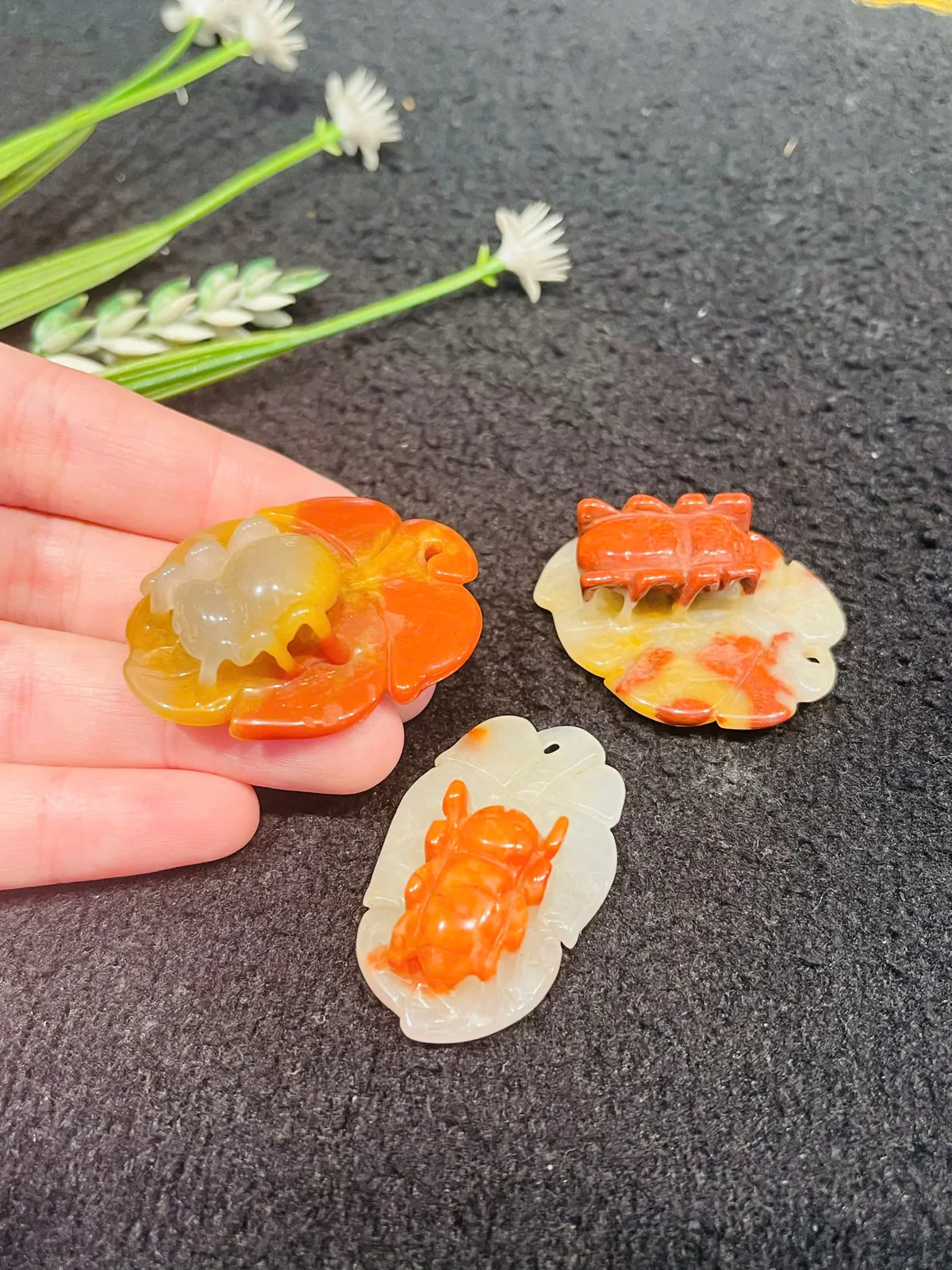 Mặt nhện đeo cổ ngọc hoàng long tam thể S769