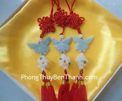 Ngọc bội treo chim ưng+lồng bình an Miến Điện S259
