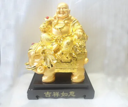 Phật di lặc vàng cưỡi voi - cát tường nạp phước H239G