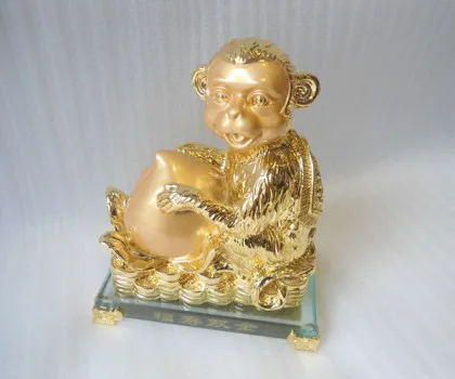 Khỉ may mắn ôm đào đế thủy tinh - phước thọ song toàn K068M