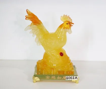 Gà ngọc vàng đuôi vểnh trên tiền như ý - Kim kê như ý FG062A