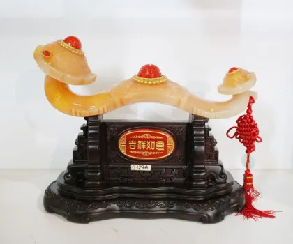 Gậy như ý cam ngọc châu đỏ trên đế gỗ khủng - Cát tường như ý G129A