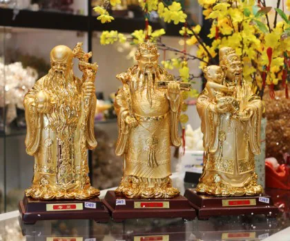 Tam đa phước lộc thọ vàng kim sa lớn - Lộc Tinh LN110-2