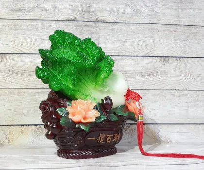 Bắp cải xanh trên giỏ mẫu đơn lá sen - Nhất Lãm Bách Tài LN078