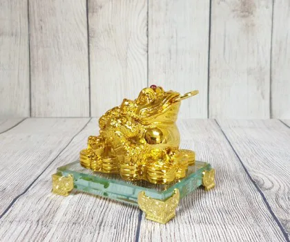 Thiềm thừ vàng trên đống tiền vàng đế thuỷ tinh - Chiêu Tài LN105