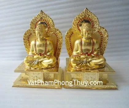 Phật quan âm vàng kim, đế tròn, 1 mặt E325