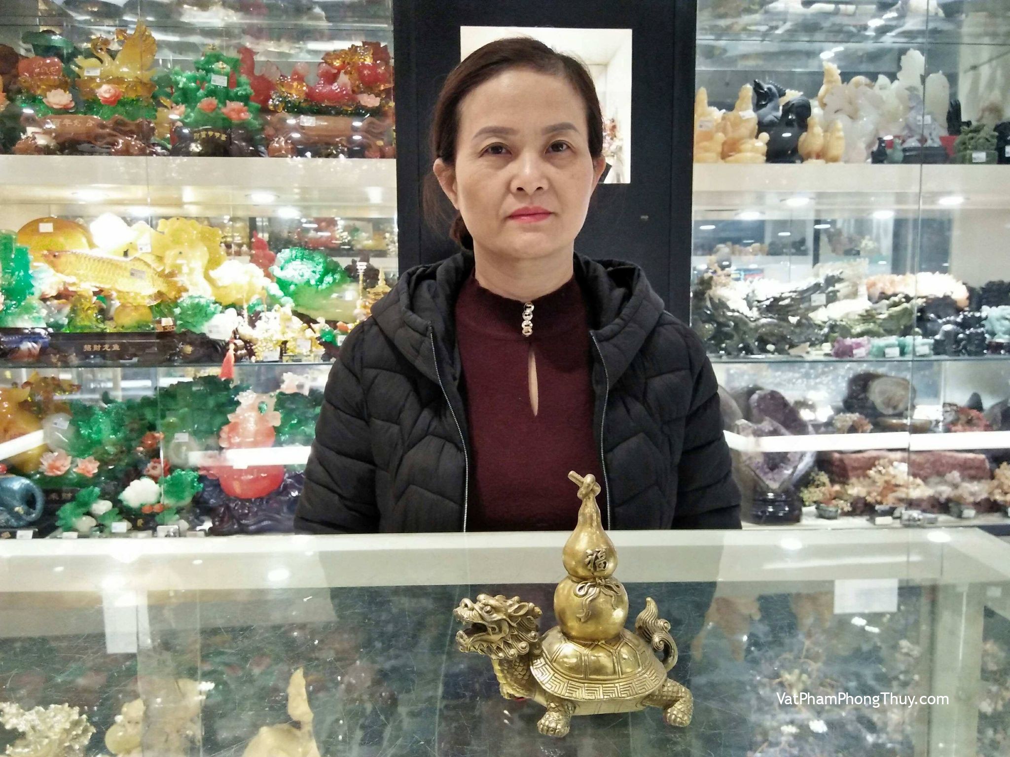Cô Thảo - Khách hàng mua Rùa đầu rồng đồng cõng hồ lô đồng D289.