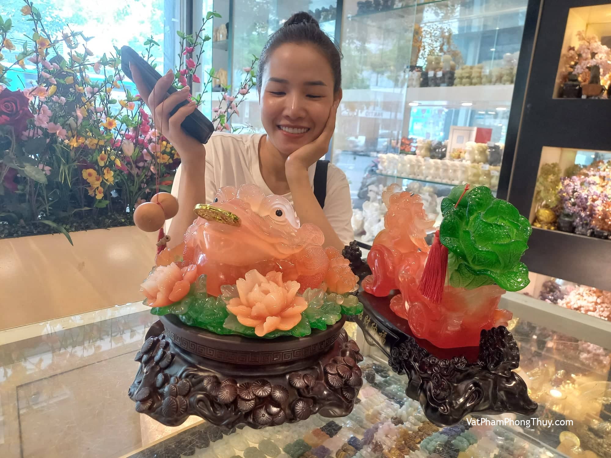 Chị Linh - Khách hàng mua Tỳ hưu cam kéo xe bắp cải có thiềm thừ C042A và Thiềm thừ đỏ K133M.